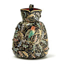 A Moser enameled ruby glass jug