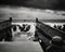 American soldiers wade from Coast Guard