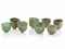 A SET OF EIGHT MINIATURE TRANSPARENT GREEN