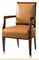 A LEATHER UPHOLSTERED STAINED OAK ARMCHAIR FOR THE SALON DE THÉ