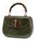 A BOTTLE GREEN PIGSKIN LEATHER 'BAMBOO' BAG