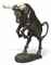 A LARGE PAINTED WOOD MODEL OF A BULL  