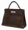 A CHOCOLATE BARENIA LEATHER 'KELLY'