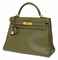 A VERT OLIVE LEATHER 'KELLY' BAG