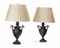 A PAIR OF FRENCH PATINATED BRONZE URN LAMPS