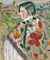 Girl in a shawl; St Paul de Vence beyond