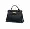 A BLACK BOX LEATHER 'KELLY' BAG  