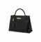 A BLACK BOX LEATHER 'KELLY' BAG  