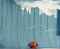 Sans titre (Blue curtain and orange),