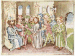 CHRIST BEFORE THE HIGH PRIEST ANNAS, miniature in pen and wash on a recto cut from a Lectionary, in German, DECORATED MANUSCRIPT ON PAPER