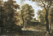 A wooded river landscape with sportsmen shooting duck  