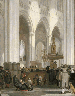 The interior of the Nieuwe Kerk, Amsterdam, looking north-east, with a sermon in progress 