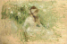 Jeune femme assise dans l'herbe  
