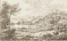 Paysage montagneux avec un lac, un village dans le fond  