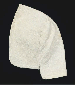 A baby's bonnet finely worked in cream a cotton ground with slim waving leafy branches bearing flowers and fruit--18th century; and a length of ivory linen embroidered in red silk with stylised leaves, Italian, late 17th century--12cm x 57cm