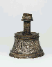 A MAMLUK SILVER INLAID BRASS CANDLESTICK  