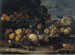 Mele cotogne, uve bianche e nere, melograni, una zucca, un coniglio en plein air 