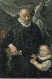 Ritratto di gentiluomo con gorgiera e bambino al suo fianco  