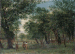 An elegant couple walking in a deer park  