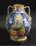 A large Castelli maiolica two-handled polychrome portrait jar  