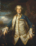 Portrait of Captain Alexander Hood, later 1st Viscount Bridport (1726-1814), three-quarter-length, in Captain's undress uniform, a cocked hat in his right hand, a man-o'-war at sea beyond 