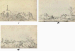 A view of the walls of the town of Tiel on the River Waal; A view of the burst dyke at Houtewael; and A view of the outskirts of a village 