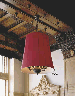 A MONUMENTAL CRIMSON SILK LAMPSHADE  