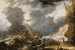 Ships foundering off a rocky coast  