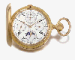 Leroy. A fine and rare 18K pink gold hunter case minute repeating perpetual calendar keyless lever chronograph watch with phases of the moon 