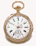 Fontana. A rare and unusual 18K gold openface quarter repeating chronograph keyless lever watch with 15 minutes register 