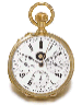 Marius LeCoultre, made for Charles Ed. Lardet. A very fine and unusual 18K gold openface minute repeating perpetual calendar keyless lever watch with phases of the moon and retrograde date indication 