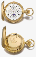 Charles Félicien Tissot. A fine and rare 18K gold hunter case minute repeating perpetual calendar chronograph keyless lever watch with phases of the moon 