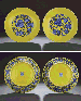 A RARE PAIR OF YELLOW-GROUND BLUE AND WHITE DISHES