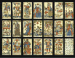 Besançon Tarot, circa 1795, Strasbourg, Louis Carey, 78 of 78 cards, woodblock printed and stencil colored, 2 of coupes reads, TAROS FIN DE L. CAREY A STRASBOURG.  Major Arcana and courts are full-length figures, French card titles, Roman numerals, Italian suits, two indices, square corners.  In 1793, the French National Convention decreed that all royal symbols be removed from the design on playing cards, thus,  III L'Imperatrice and IV L'Empereur were replaced by III La Grand Mere and IIII Le Grand Pere,  respectively,  VIIII L'Ermite became VIIII Le Peauvre,  XX Le Jugement was changed to XX La Trompete, kings and queens of the court cards lost their crowns and were called Genie and Liberte, and the valets (jacks) were promoted to Egalite. Several misspellings, such as Tenperance for Temperance, L'Ftoile for L'Etoile and Baatons for Batons, may have resulted from illiterate artisans.  Backs are an overall pattern of dots and asterisks in blue.  Size 4 13/16 in. (12.3 cm.) high, 2 9/16 in. (6.5 cm.) wide.  A few cards slightly worn, five cards have slightly different back design (XVIII La Lune, cavalier of epee, X of baatons, VIII of coupes and VIII of deniers), partial surface loss to X of deniers.  Kaplan I, 155.  	 (2) 