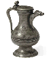 A UNIQUE ENGLISH PEWTER SPOUTED FLAGON OR EWER  