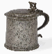 AN ENGLISH WRIGGLEWORK PEWTER FLAT-LID TANKARD  