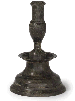A VERY RARE TUDOR LOW BELL-BASED PEWTER CANDLESTICK  