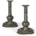 A PAIR OF ENGLISH PEWTER BALL-KNOPPED CANDLESTICKS  