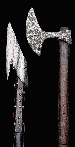 A FIGHTING AXE, CENTRAL OR EAST EUROPEAN; AND ANOTHER, PERHAPS SCANDINAVIAN 