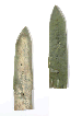 A LARGE GREYISH-GREEN JADE BLADE, GE  