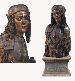 A POLYCHROME CARVED WOOD HALF-LENGTH MALE FIGURE  