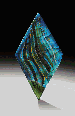 A COLOURED INLAID TURQUOISE GLASS RHOMBOID TILE  