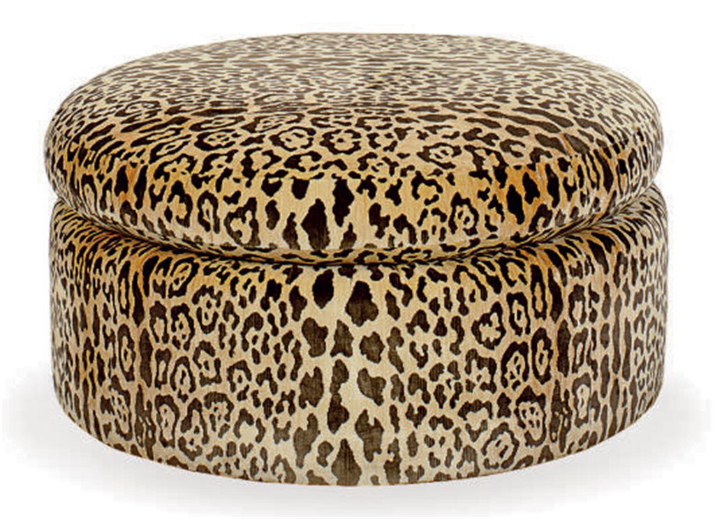 A LEOPARD PRINT PLUSHUPHOLSTERED CIRCULAR POUF, , BY DE ANGELIS, LATE