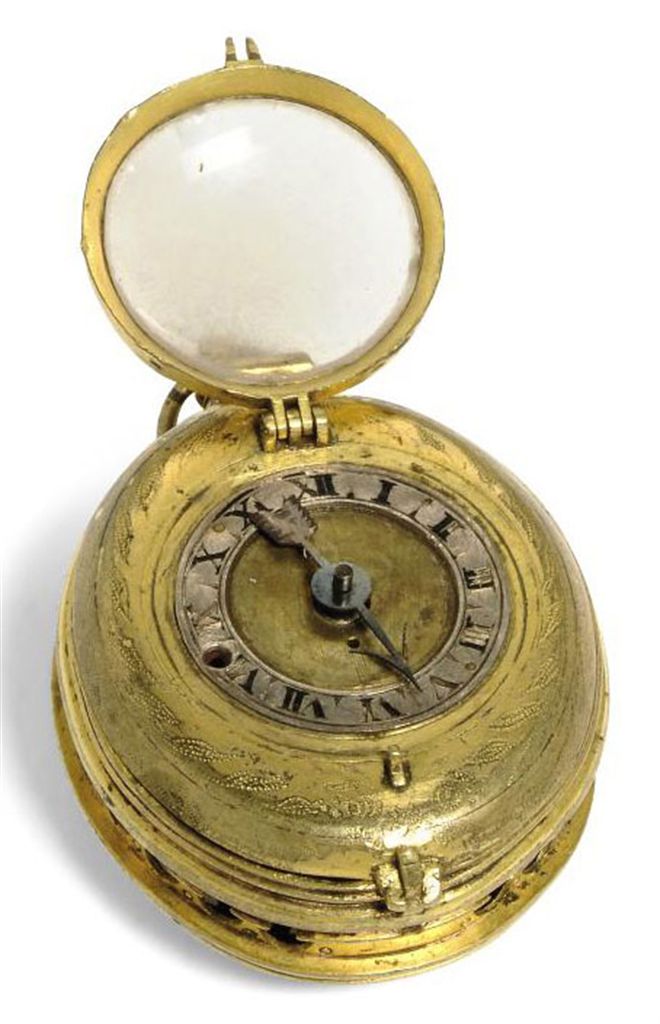 A GERMAN GILTBRASS PREBALANCE SPRING POCKET WATCH , EARLY 17TH CENTURY WITH SOME LATER