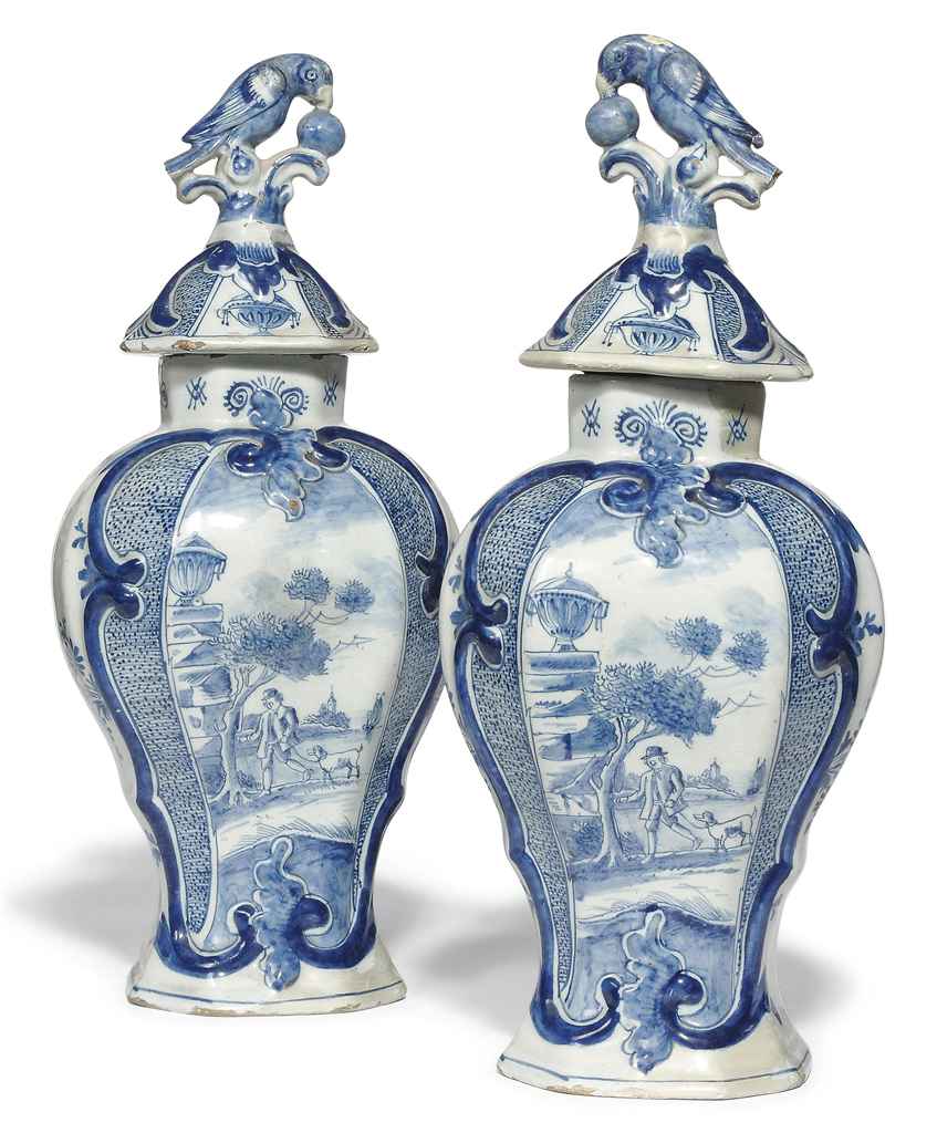 A PAIR OF DUTCH DELFT VASES AND COVERS , 19TH CENTURY Christie's