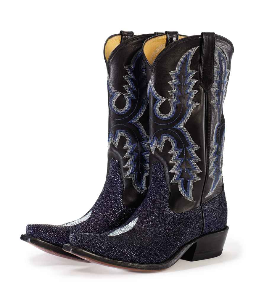 stingray cowboy boots a pair of electric blue stingray and black leather cowboy stingray cowboy boots a pair of electric blue stingray and black leather cowboy