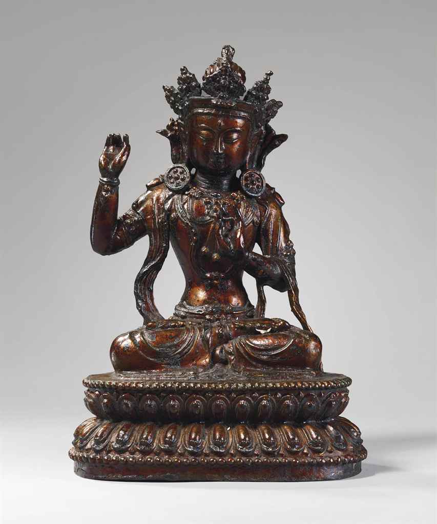 STATUE D'UN BODHISATTVA EN BRONZE LAQUE , CHINE, DYNASTIE MING, CIRCA