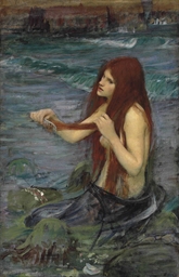 John William Waterhouse, R.A. (1848-1917) , Sketch for 'A Mermaid