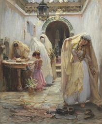 Frederick Arthur Bridgman (American, 1847-1928) , Women at the Fountain