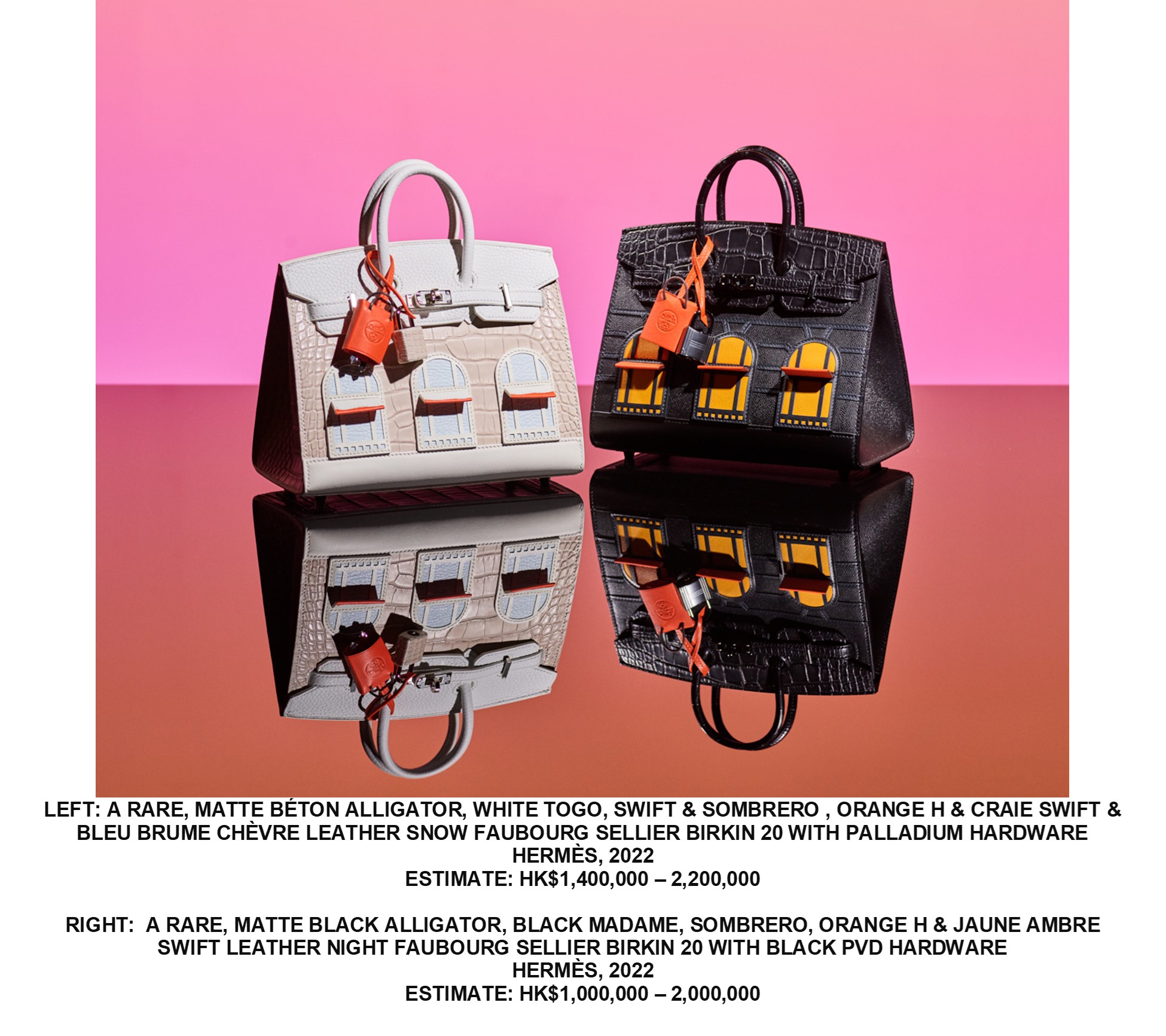 Birkin Faubourg 20 Snow Matte Alligator / Togo / Epsom / Swift White /  Beton / Orange H / Blue Brume / Craie